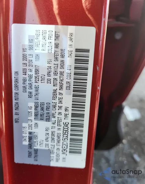 2016 Mazda Cx-5 Touring from USA, damaged, VIN JM3KE2CY5G0690045